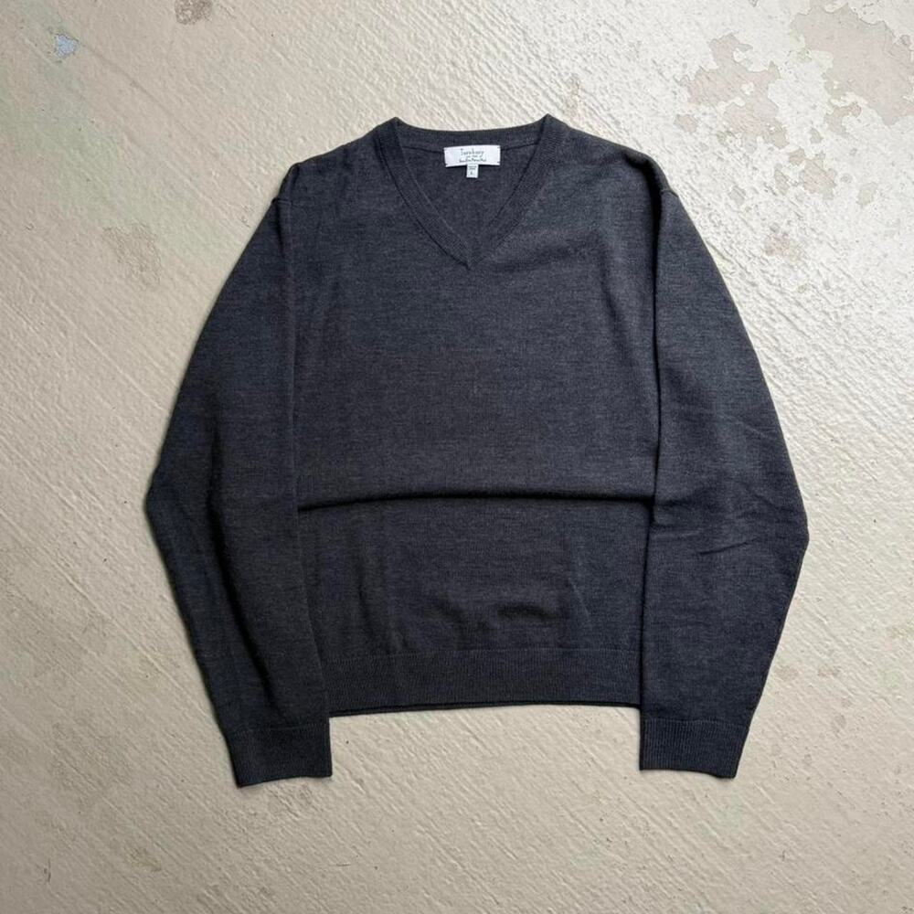 Turnbury Merino Wool Men's L Grey Knit V Neck Lightweight